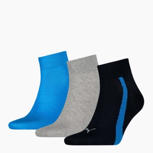 Calcetines Puma Lifestyle Quarter Socks 3 Pack Mujer Azul Marino Grises Azules | 4532961-BO