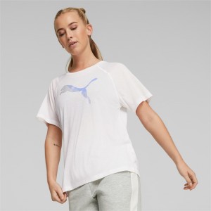 Camiseta Puma EVOSTRIPE Tee Mujer Blancos | 4517802-PN