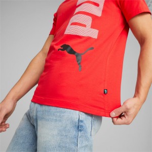 Camiseta Puma Essentials+ Logo Lab Hombre Rojos | 2186395-LR