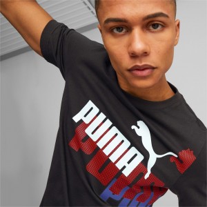 Camiseta Puma Essentials+ Logo Power Hombre Negros | 8519207-GO