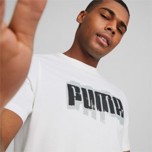 Camiseta Puma Graphics Wording Tee Hombre Blancos | 9156842-ZW