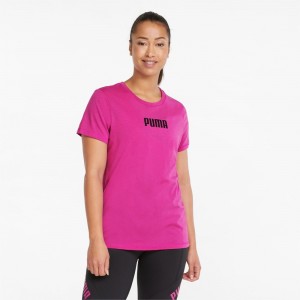 Camiseta Puma Logo Corta Sleeve Entrenamiento Tee Mujer Morados Oscuro | 8490673-NC