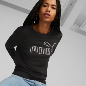 Sudaderas Puma Essentials+ Crew Neck Mujer Negros | 6395712-YP