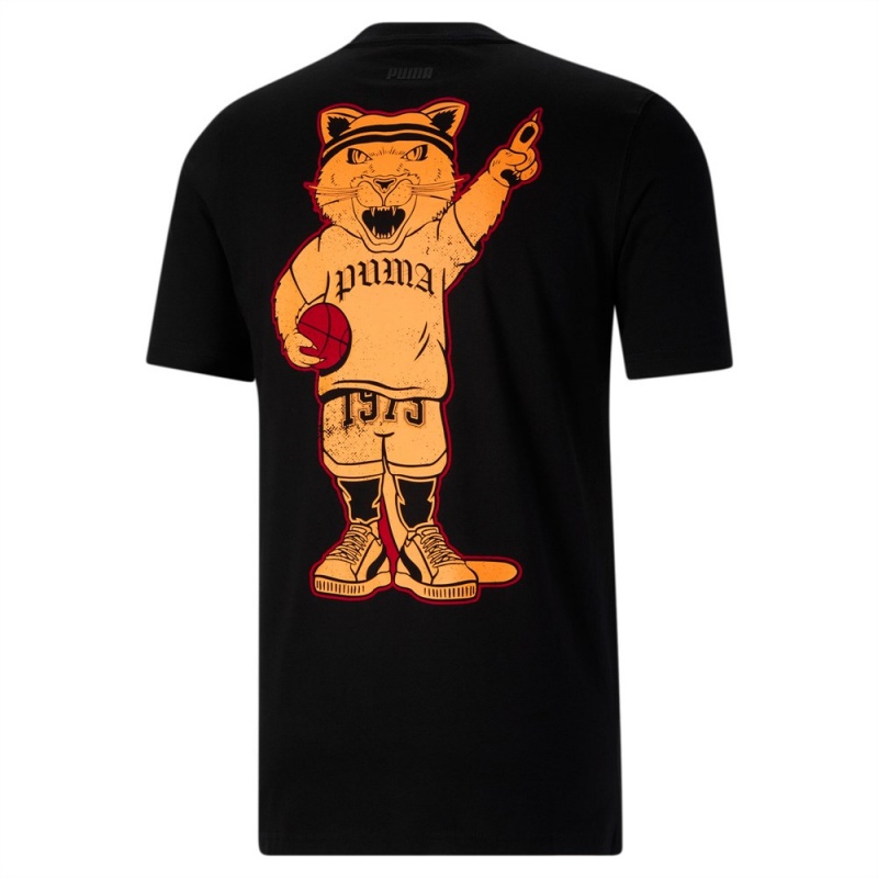 Camiseta Puma Dylan PUMA Basketball Tee Hombre Negros | 6180749-PF
