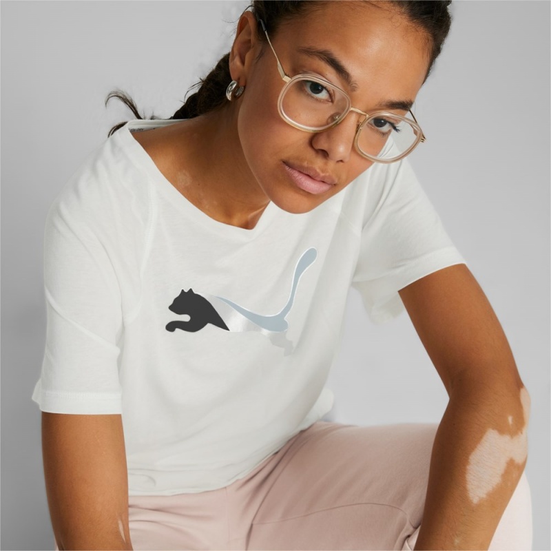 Camiseta Puma EVOSTRIPE Tee Mujer Blancos | 8235076-GK