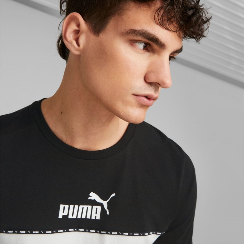 Camiseta Puma Essential BLOCK x TAPE Hombre Negros | 9407132-BR