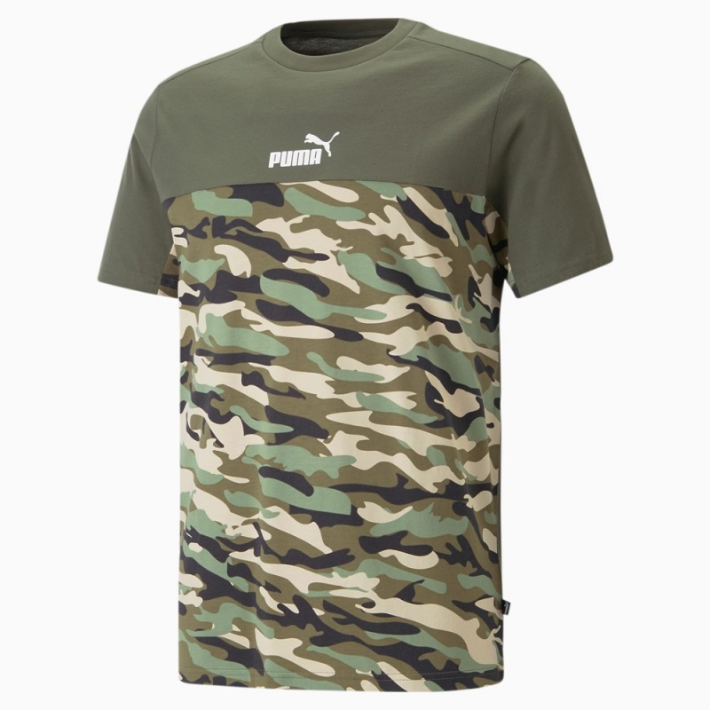 Camiseta Puma Essentials Block Camo Tee Hombre Verdes | 1204356-JK