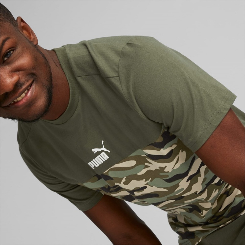 Camiseta Puma Essentials Block Camo Tee Hombre Verdes | 1204356-JK