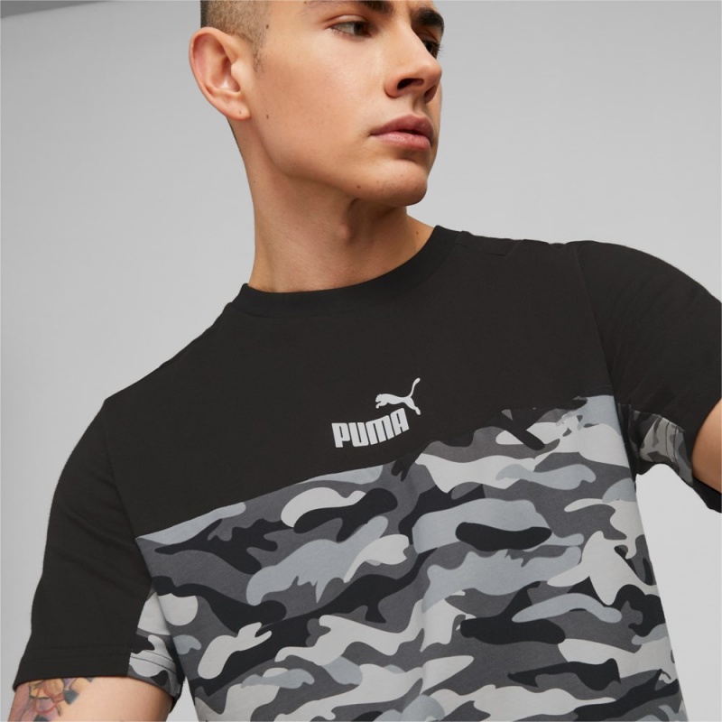 Camiseta Puma Essentials Block Camo Tee Hombre Negros | 5183476-RF