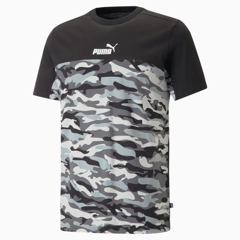 Camiseta Puma Essentials Block Camo Tee Hombre Negros | 5183476-RF