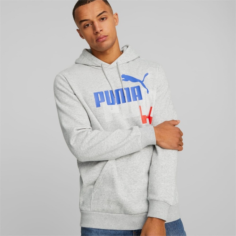Camiseta Puma Essentials+ LOGO POWER Hoodie Hombre Grises Claro | 0345681-XO