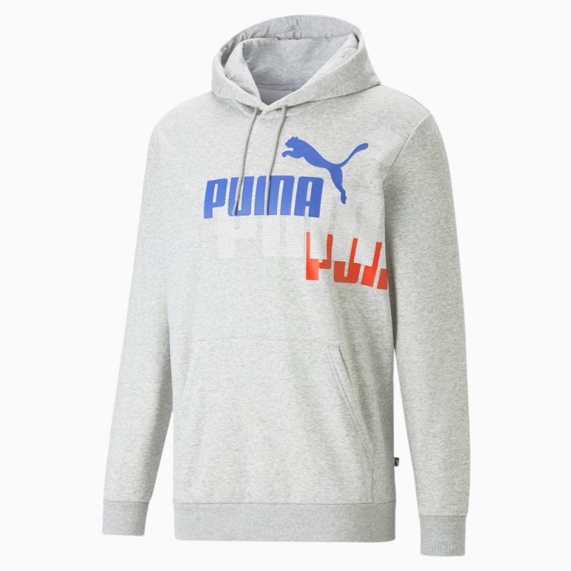 Camiseta Puma Essentials+ LOGO POWER Hoodie Hombre Grises Claro | 0345681-XO