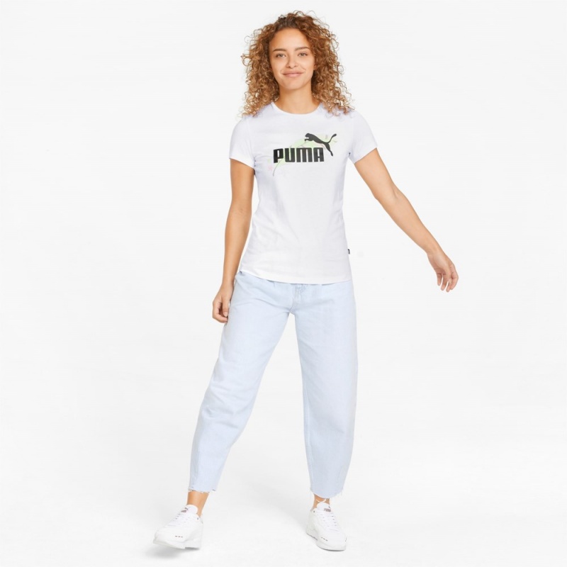 Camiseta Puma FLORAL VIBES Estampados Tee Mujer Blancos | 4057163-BX