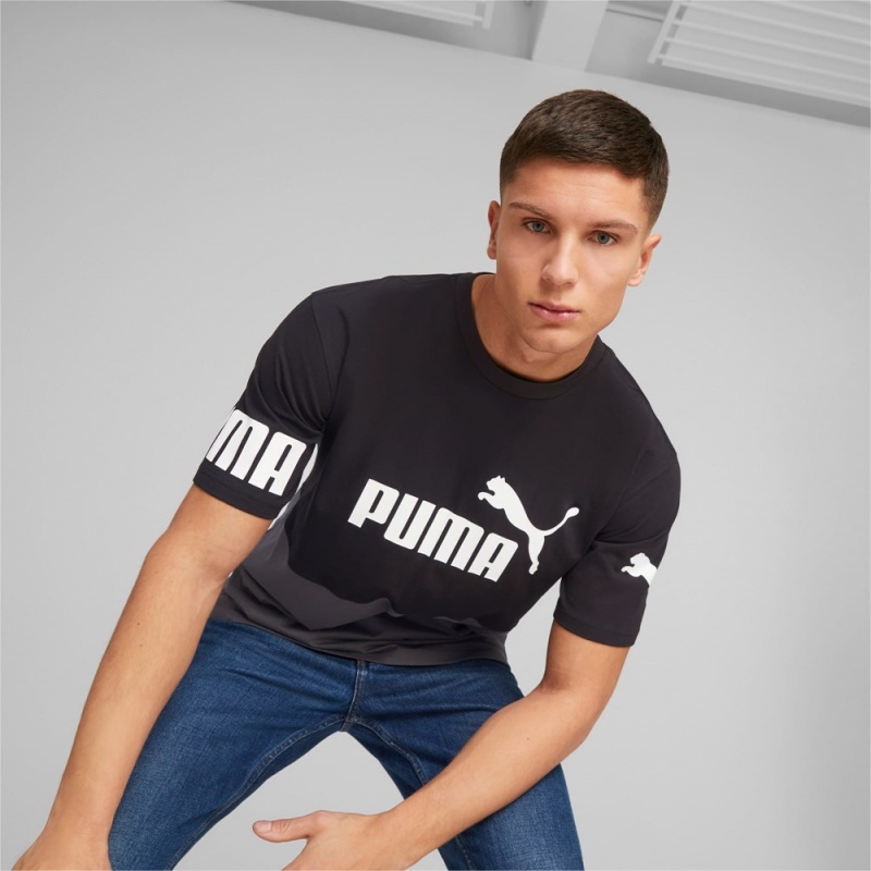 Camiseta Puma POWER Colourblock Hombre Negros | 0189356-FR