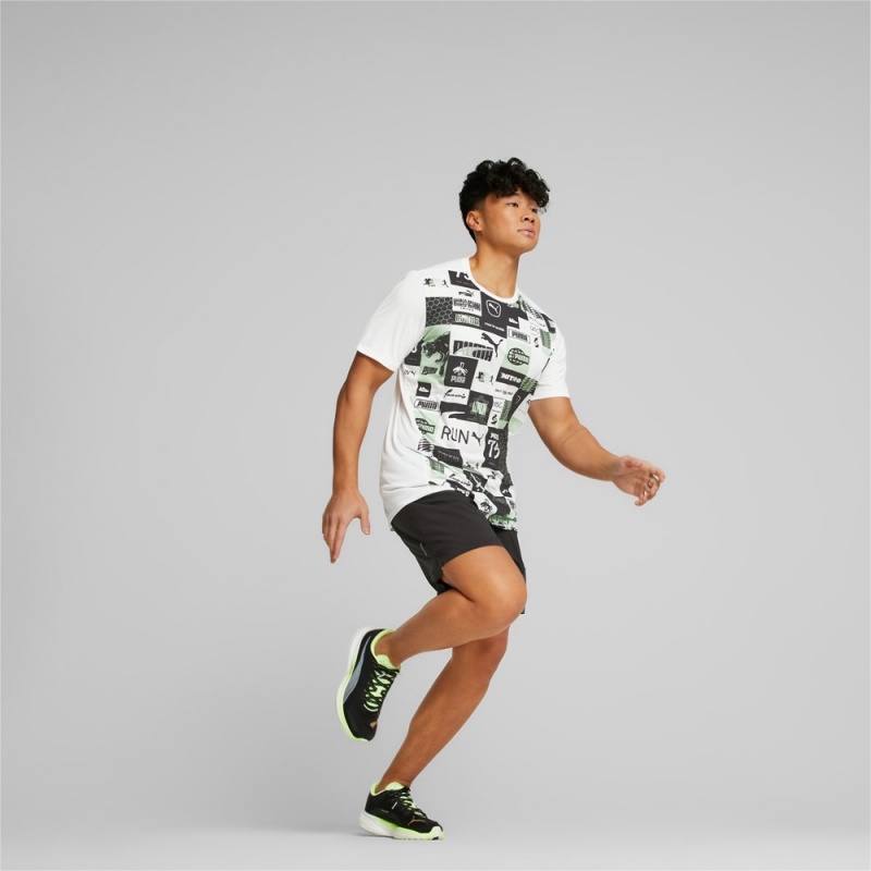 Camiseta Puma Run Favourite Printed Correr Tee Hombre Blancos Verde Menta Claro | 8913742-ER