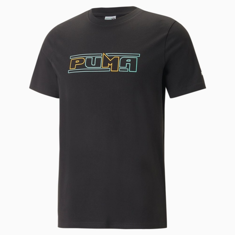 Camiseta Puma SWxP Estampados Hombre Negros | 7801429-LF