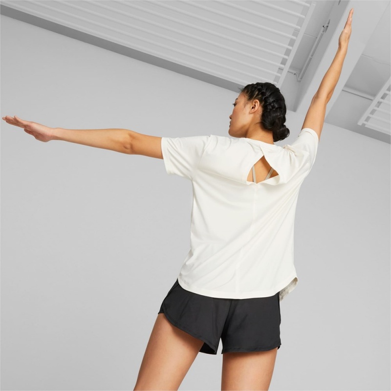 Camiseta Puma Studio Yogini Lite Entrenamiento Tee Mujer Blancos | 4739852-HQ