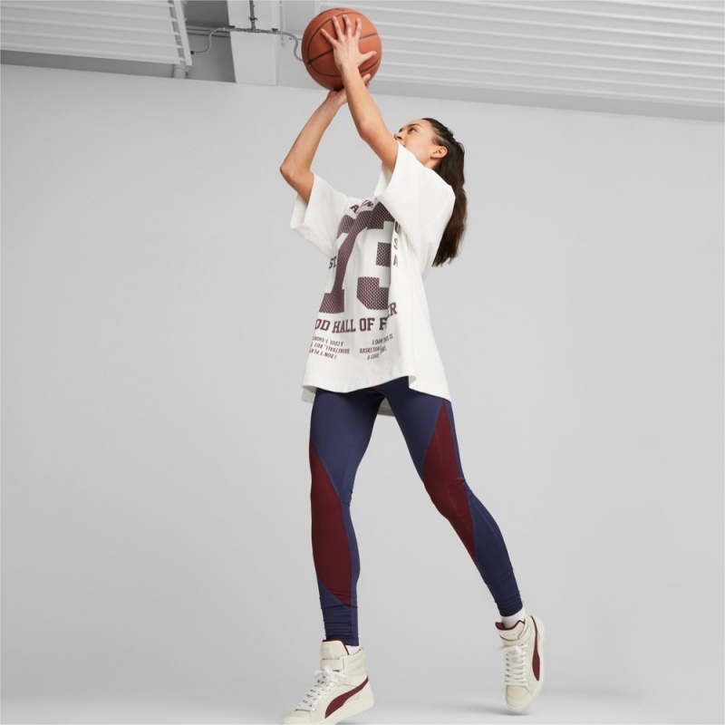 Camiseta Puma x JUNE AMBROSE Keeping Score Square Up Oversized Basketball Tee Mujer Blancos | 0627948-DP