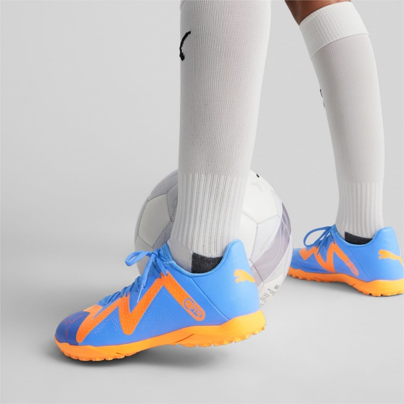 Tacos de Futbol Puma FUTURE Play TT Mujer Azules Blancos Naranjas | 2380746-UB