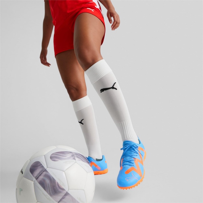 Tacos de Futbol Puma FUTURE Play TT Mujer Azules Blancos Naranjas | 2380746-UB